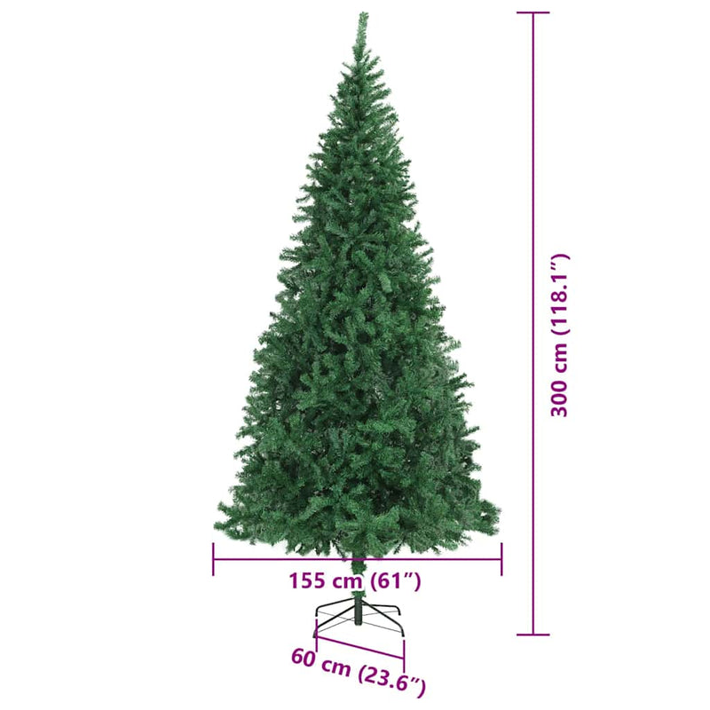 vidaXL Mű karácsonyfa 300 LED-del Zöld 300 cm PVC, Fém és Műanyag