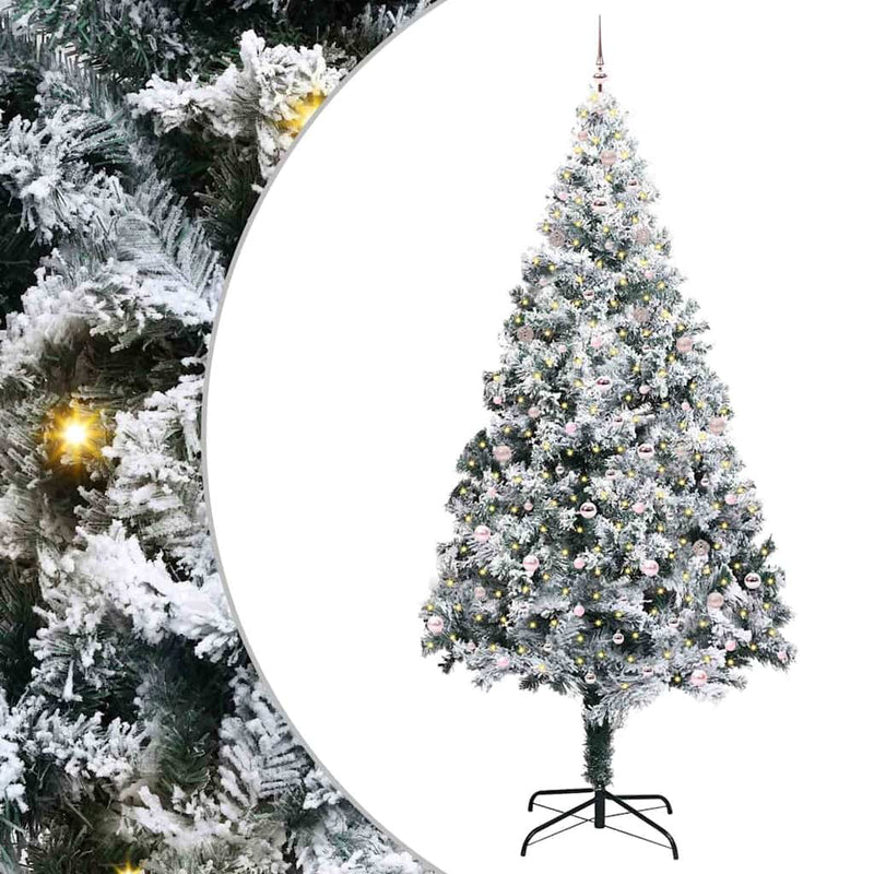 vidaXL Karácsonyfa dekoratív vonós lámpákkal Fehér 300 cm PVC