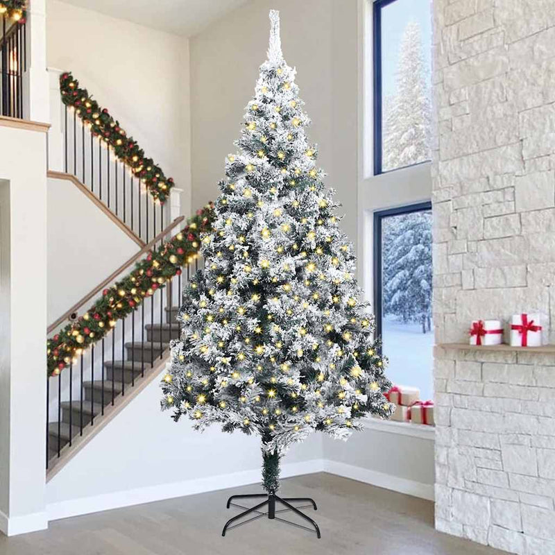 vidaXL Műfenyő Elővilágított Karácsonyfa 300 LED-del Zöld 400 cm PVC