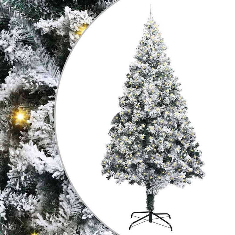 vidaXL Műfenyő LED-es karácsonyfadísz készlettel Zöld 400 cm PVC