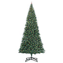 vidaXL Műfenyő világítással és gömbkészlettel Zöld 500 cm PVC