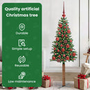 vidaXL Karcsú karácsonyfa 150 LED-del Zöld 150 cm PVC és tömör fenyőfa