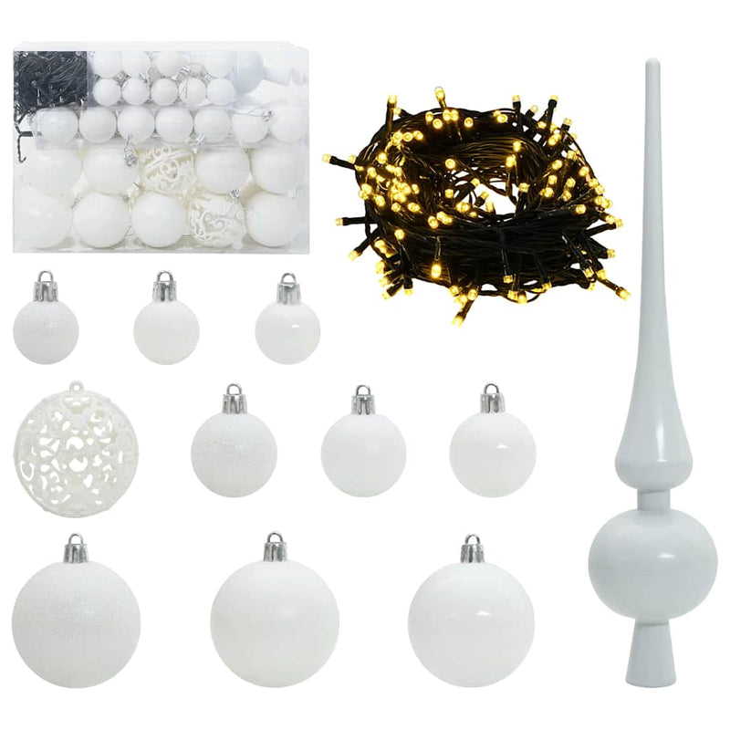 vidaXL Karcsú karácsonyfa 150 LED-del Zöld 150 cm PVC és tömör fenyőfa