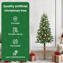 vidaXL Karcsú karácsonyfa 150 LED-del Zöld 150 cm PVC és tömör fenyőfa