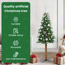 vidaXL Karcsú karácsonyfa 150 LED-del Zöld 150 cm PVC és tömör fenyőfa
