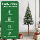 vidaXL Karcsú karácsonyfa 150 LED-del Zöld 150 cm PVC és tömör fenyőfa