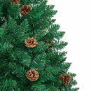 vidaXL Karcsú karácsonyfa 300 LED-del Zöld 180 cm PVC és tömör fenyőfa