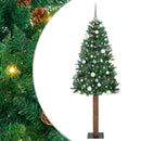 vidaXL Karcsú karácsonyfa 300 LED-del Zöld 180 cm PVC és tömör fenyőfa