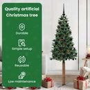 vidaXL Karcsú karácsonyfa 300 LED-del Zöld 180 cm PVC és tömör fenyőfa