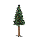 vidaXL Karcsú karácsonyfa 300 LED-del Zöld 180 cm PVC és tömör fenyőfa