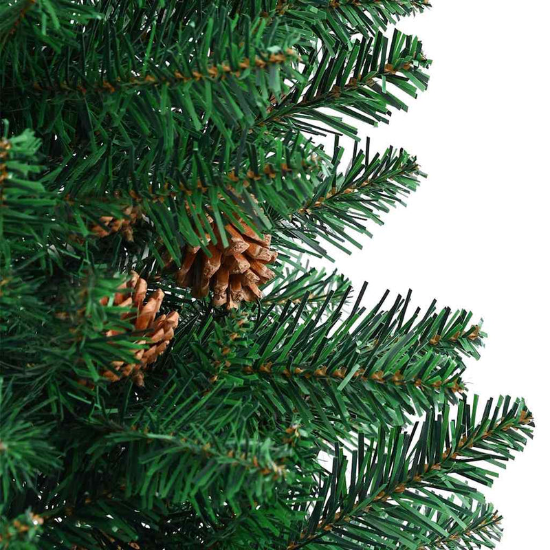 vidaXL Karcsú karácsonyfa 300 LED-del Zöld 180 cm PVC és tömör fenyőfa