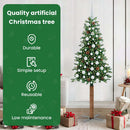 vidaXL Karcsú karácsonyfa 300 LED-del Zöld 180 cm PVC és tömör fenyőfa