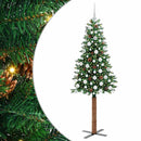 vidaXL Karcsú karácsonyfa 300 LED-del Zöld 180 cm PVC és tömör fenyőfa