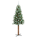 vidaXL Karcsú karácsonyfa 300 LED-del Zöld 180 cm PVC és tömör fenyőfa