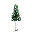 vidaXL Karcsú karácsonyfa 300 LED-del Zöld 180 cm PVC és tömör fenyőfa