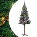 vidaXL Karcsú karácsonyfa 300 LED-del Zöld 180 cm PVC és tömör fenyőfa