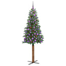 vidaXL Karcsú karácsonyfa 300 LED-del Zöld 180 cm PVC és tömör fenyőfa
