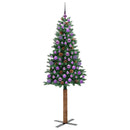 vidaXL Karcsú karácsonyfa 300 LED-del Zöld 180 cm PVC és tömör fenyőfa