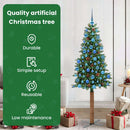 vidaXL Karcsú karácsonyfa 300 LED-del Zöld 180 cm PVC és tömör fenyőfa