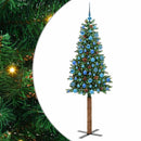 vidaXL Karcsú karácsonyfa 300 LED-del Zöld 180 cm PVC és tömör fenyőfa