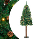 vidaXL Karcsú karácsonyfa 300 LED-del Zöld 210 cm PVC és tömör fenyőfa