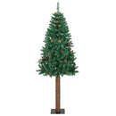 vidaXL Karcsú karácsonyfa 300 LED-del Zöld 210 cm PVC és tömör fenyőfa