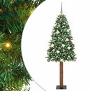 vidaXL Karcsú karácsonyfa 300 LED-del Zöld 210 cm PVC és tömör fenyőfa