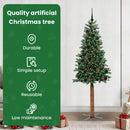 vidaXL Karcsú karácsonyfa 300 LED-del Zöld 210 cm PVC és tömör fenyőfa