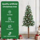 vidaXL Karcsú karácsonyfa 300 LED-del Zöld 210 cm PVC és tömör fenyőfa