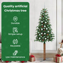 vidaXL Karcsú karácsonyfa 300 LED-del Zöld 210 cm PVC és tömör fenyőfa
