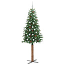 vidaXL Karcsú karácsonyfa 300 LED-del Zöld 210 cm PVC és tömör fenyőfa