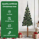 vidaXL Karcsú karácsonyfa 150 LED-del Zöld 150 cm PVC és tömör fenyőfa