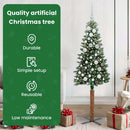 vidaXL Karcsú karácsonyfa 150 LED-del Zöld 150 cm PVC és tömör fenyőfa