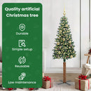 vidaXL Karcsú karácsonyfa 150 LED-del Zöld 150 cm PVC és tömör fenyőfa