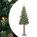 vidaXL Karcsú karácsonyfa 150 LED-del Zöld 150 cm PVC és tömör fenyőfa