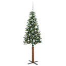 vidaXL Karcsú karácsonyfa 150 LED-del Zöld 150 cm PVC és tömör fenyőfa