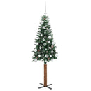 vidaXL Karcsú karácsonyfa 150 LED-del Zöld 150 cm PVC és tömör fenyőfa