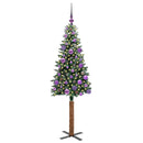 vidaXL Karcsú karácsonyfa 150 LED-del Zöld 150 cm PVC és tömör fenyőfa
