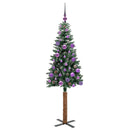 vidaXL Karcsú karácsonyfa 150 LED-del Zöld 150 cm PVC és tömör fenyőfa