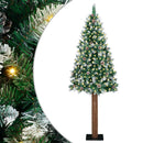 vidaXL Karcsú karácsonyfa 300 LED-del Zöld 180 cm PVC és tömör fenyőfa