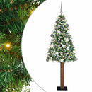 vidaXL Karcsú karácsonyfa 300 LED-del Zöld 180 cm PVC és tömör fenyőfa