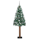 vidaXL Karcsú karácsonyfa 300 LED-del Zöld 180 cm PVC és tömör fenyőfa
