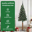 vidaXL Karcsú karácsonyfa 300 LED-del Zöld 180 cm PVC és tömör fenyőfa