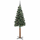 vidaXL Karcsú karácsonyfa Zöld és Fehér 180 cm PVC és tömör fenyőfa