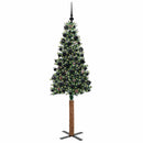 vidaXL Karcsú karácsonyfa 300 LED-del Zöld 180 cm PVC és tömör fenyőfa