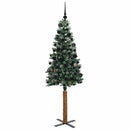 vidaXL Karcsú karácsonyfa 300 LED-del Zöld 180 cm PVC és tömör fenyőfa