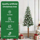 vidaXL Karcsú karácsonyfa 300 LED-del Zöld 180 cm PVC és tömör fenyőfa