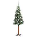 vidaXL Karcsú karácsonyfa 300 LED-del Zöld 180 cm PVC és tömör fenyőfa