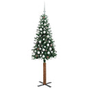 vidaXL Karcsú karácsonyfa 300 LED-del Zöld 180 cm PVC és tömör fenyőfa