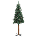 vidaXL Karcsú karácsonyfa 300 LED-del Zöld 180 cm PVC és tömör fenyőfa